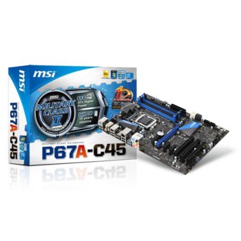 Дънна платка MSI P67A-C45, P67, LGA1155, DDR3, PCI-E, SB7.1, Lan1000, SATA 6Gb/s RAID 0,1, USB3.0, 1394, ATX | JAR Computers MSI P67A-C45