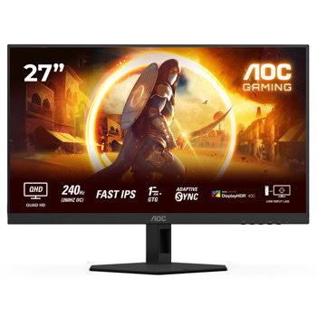 Монитор AOC Q27G4ZR, 27" (68.58cm) IPS панел, 240Hz, QHD, 1ms, 1000:1, 400cd/m2, DisplayPort, HDMI | JAR Computers AOC Q27G4ZR