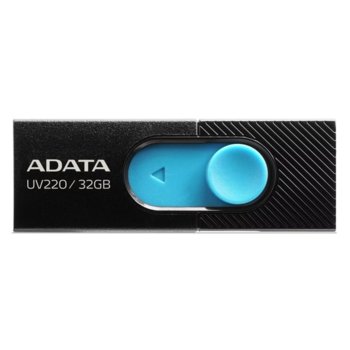 Памет 32GB USB Flash Drive, A-Data UV220, USB 2.0, черна/синя | JAR Computers 32GB A-Data UV220 AUV220-32G-RBKBL