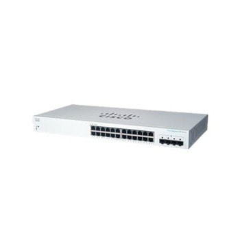 Суич Cisco CBS220 CBS220-24T-4G-EU, 1000Mbps, 28 порта, 24x 10/100/1000 Mbps, 4x 1G SFP | JAR Computers Cisco CBS220 Smart 24-port GE, 4x1G SFP