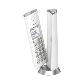 Безжичен телефон Panasonic KX-TGK210EXW, 1.5" (3.8 cm) LCD дисплей, вътрешен/външен обхват 300/50м, функция "свободни ръце", до 6 слушалки към базата, бял image