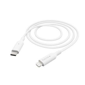 Кабел Hama 201598, от USB-C(м) към Lightning(м), 1m, 3A, бял | JAR Computers HAMA 201598