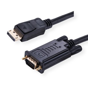 Кабел Roline 11.99.5802, от DisplayPort(м) към VGA(м), 1920x1080@60Hz, 2m, черен | JAR Computers ROLINE 11.99.5802