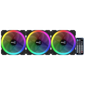 Вентилатор 120mm AeroCool Orbit RC, 4-pin, 1200rpm, RGB подсветка, 3бр | JAR Computers AeroCool ORBIT-RC