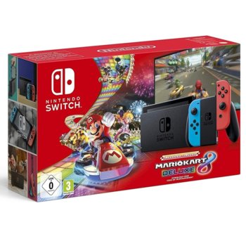 Switch - Red & Blue + Mario Kart 8 Deluxe bundle