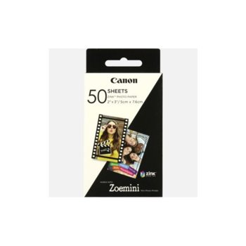 Фотохартия Canon ZINK, 5x7.6cm, за Canon Zoemini мобилен принтер, 50 листа image
