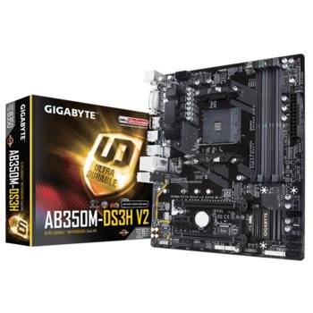 Дънна платка Gigabyte GA-AB350M-DS3H V2 (rev. 1.1), B350, AM4, PCIe (HDMI,DVI), 4x SATA 6Gb/s, 1x M.2 connector, 2x USB 3.1, Micro ATX | JAR Computers Gigabyte GA-AB350M-DS3H V2 (rev. 1.1)