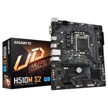 Дънна платка Gigabyte H510M S2, H510, LGA1200, DDR4, PCI-E 4.0 (VGA), 4x SATA 6Gb/s, 1x M.2, 2x USB 3.2 Gen 1, Micro ATX | JAR Computers Gigabyte H510M S2