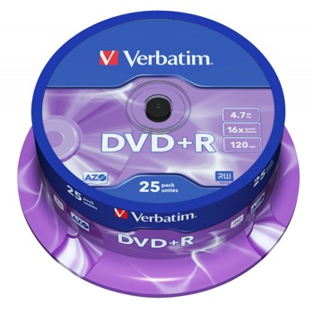 Оптичен носител DVD-R media 4.7GB, Verbatim 43500, 16x, 25бр. image
