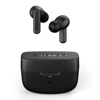 Слушалки Urbanista Atlanta, безжични, Bluetooth, микрофон, 10mm мембрани, безжично зареждане на кутията, IPX4 водоустойчивост, хибридно шумопотискане, до 8 часа време на работа, черни | JAR Computers Urbanista Atlanta Midnight Black ATLANTABK