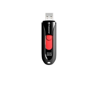 Памет 64GB USB Flash Drive, Transcend JetFlash 590K, USB 2.0, черна/червена | JAR Computers Transcend 64GB JETFLASH 590K