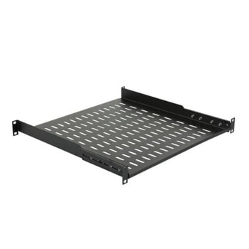 19" рафт MIRSAN MR.RAK1U40.01 за сървърен шкаф - 486 x 400 x 44 мм, D=400 мм / 1U, вентилиран, 2-точков монтаж, 30 кг товар, черен | JAR Computers MIRSAN MR.RAK1U40.01