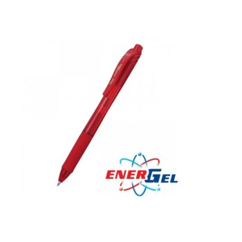 Автоматичен ролер Pentel Energel BL107, червен цвят на писане, дебелина на линията 0.7 mm, гел, червен, цената е за 1бр. (продава се в опаковка от 12бр.) | JAR Computers Pentel Energel BL107