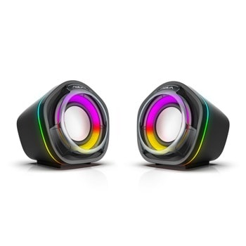Тонколони N-107, 2.0, 6W RMS (2x3W), USB, черни, RGB | JAR Computers Тонколони N-107 2x3W USB RGB Черен 22186