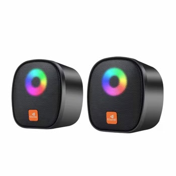 Тонколони Kisonli X11, 2.0, 6W RMS (3W + 3W), USB, AUX, черни, RGB подсветка | JAR Computers Тонколони Kisonli X11 22228