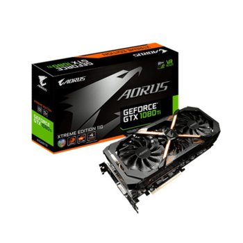 Видео карта GF GTX1080 Ti, 11GB, Gigabyte AORUS Xtreme Edition N108TAORUS X-11GD, PCI-E 3.0, GDDR5X, 352 bit, 3x Display Port, 2x HDMI, DVI, RGB fusion програмируема подсветка | JAR Computers Gigabyte AORUS GeForce GTX 1080 Ti Xtreme Edition