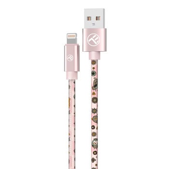 Кабел Tellur Graffiti TLL155621, от USB A(м) към Lightning(м), 1m, розов | JAR Computers Tellur Graffiti TLL155621