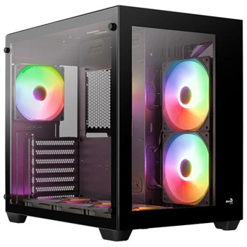 Кутия AeroCool Dryft-BK-v2, ATX/mATX/Mini-ITX, 2x USB 3.0, 6x ARGB вентилатора, с прозорец, черна, без захранване | JAR Computers AeroCool Dryft-BK-v2 aRGB ACCM-ES01163.11