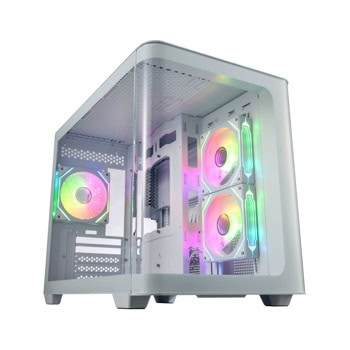 Кутия FSP S380, microATX/Mini-ITX, 2x USB 3.0, 3x ARGB 120mm вентилатора, с прозорец, бяла, без захранване | JAR Computers FSP S380 White POC0000244