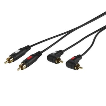 Кабел Vivanco 41126, 2x RCA Chinch(м) към 2x RCA Chinch(м), 1.5m, черен | JAR Computers Vivanco 41126 Кабел RCA 2xRCA ъглов - 2xRCA, 1.5m