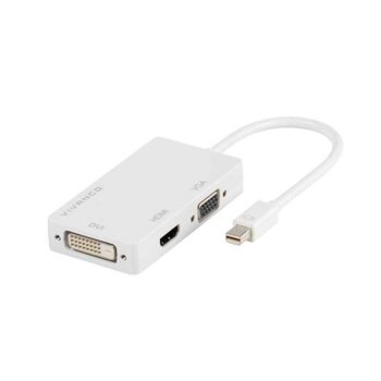 Адаптер Vivanco 45283, Mini DisplayPort(м) към HDMI/VGA/DVI(ж), бял | JAR Computers Vivanco 45283 Mini DisplayPort(м) към HDMI/VGA/DVI