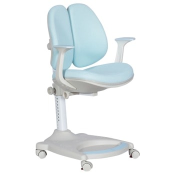 Детски стол Carmen 6015, до 70кг, пропилен/дамаска, полипропиленова база, регулиране на височината, ергономичен, стъпенка, син image
