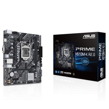 Дънна платка Asus PRIME H510M-K R2.0, H470, LGA1200, DDR4, 1xPCIe 4.0, 1xPCIe 3.0 x1, 1xM.2 слот, 4xSATA 6Gb/s слота, 4xUSB 3.2 Gen 1, 2xUSB 2.0, Micro ATX | JAR Computers Asus Prime H510M-K R2.0