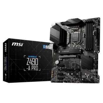 Дънна платка MSI Z490-A PRO, Z490, LGA1200, DDR4, PCI-E 3.0 (DisplayPort&HDMI), 6x SATA 6Gb/s, 2x M.2, 1x USB 3.2 Gen2 Type-C, ATX | JAR Computers MSI Z490-A PRO