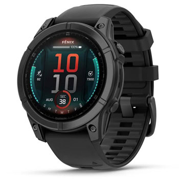 Смарт часовник Garmin fenix E (Slate Grey Steel), 1.3" (3.3cm) AMOLED дисплей, Bluetooth, ANT+, Wi-Fi, GPS, 16GB Flash памет, мониторинг на съня, спортни режими, календар, смарт известия, 10ATM, до 16 дни време на работа, черен | JAR Computers Garmin fenix E Slate Grey Steel 010-03025-01