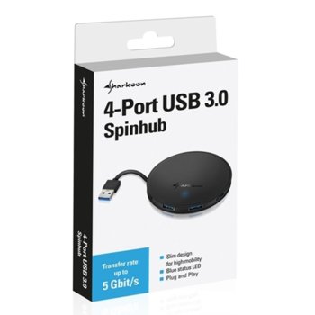 USB HUB 4xUSB3.0 Sharkoon Spinhub Black