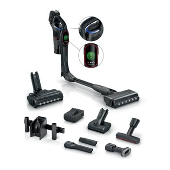 Прахосмукачка Bosch BCS1051POW, вертикална, безжична, 400 ml капацитет на контейнера, до 100 минути време на работа, 6 нива на мощност, четка MicroClean, черна | JAR Computers Bosch BCS1051POW