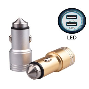 Зарядно устройство за кола Kingleen QL-C906 USB, без кабел, 12V-24V, 2x USB (женски), метално | JAR Computers Kingleen QL-C906 USB без кабел 12V-24V /3.4A /