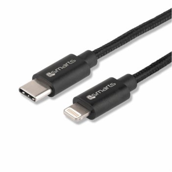 Кабел 4smarts 4S465525, от USB-C(м) към Lightning(м), 1m, черен | JAR Computers 4smarts USB-C to Lightning 1m 4S465525 Black