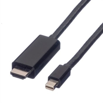 Кабел Roline 11.99.5796, Mini DisplayPort(м) към HDMI(м), 2m, черен, bulk | JAR Computers Roline HDMI(м) към Mini DisplayPort(м) 2m bulk
