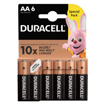 Батерии алкални Duracell DAALR6MN15006, AA, 1.5V, LR6, 6 бр. | JAR Computers Duracell AA 1.5V 6бр. DAALR6MN15006