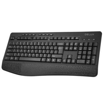 Клавиатура Delux K6060G, безжична, черна, 104 стандартни клавиша, подложка за китките, БДС кирилизация, USB image