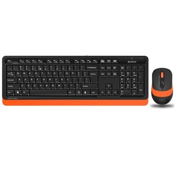 Комплект клавиатура и мишка A4Tech FG1010 WL ORANGE, безжични, оптична мишка(2000 dpi), черни/оранжеви image