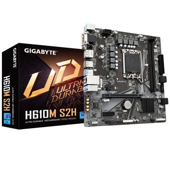 Дънна платка Gigabyte H610M S2H, H610, LGA1700, DDR5, PCIe 5.0 (D-Sub/DVI-D/HDMI/DP), 1x M.2, 4x SATA 6Gb/s, 2x USB 3.2 Gen 1, Micro ATX | JAR Computers Дънна платка Gigabyte H610M S2H