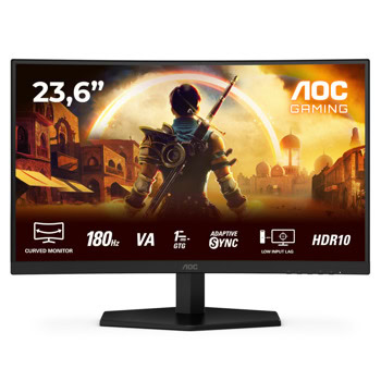 Монитор AOC C24G42E, 23.6" (59.94 cm) VA панел, 180Hz, Full HD, 4ms, 3000:1, 250cd/m2, DisplayPort, HDMI | JAR Computers AOC C24G42E