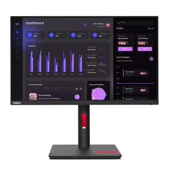 Монитор Lenovo ThinkVision T24i-30 (63CFMATXEU), 23.8" (60.45cm), IPS панел, Full HD, 4ms, 1 000:1, 250cd/m2, HDMI, DisplayPort, VGA, USB | JAR Computers Монитор Lenovo ThinkVision T24i-30 63CFMATXEU