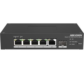 Суич HikVision DS-3T1306P-SI/HS, 1000Mbps, 5 порта, 4x 10/100Mbps RJ-45 PoE, 1x 10/100/1000Mbps RJ-45 | JAR Computers HikVision DS-3T1306P-SI/HS