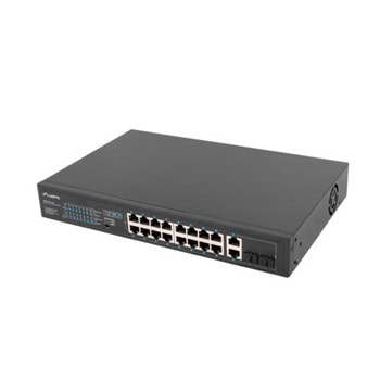 Суич Lanberg RSFE-16P-2C-150, 1000Mbps, 18 порта, 16x 10/100Mbps RJ-45 PoE+, 2x 10/100/1000Mbps SFP | JAR Computers Lanberg RSFE-16P-2C-150