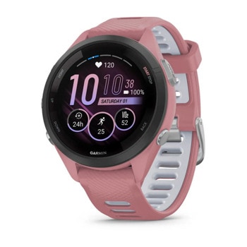 Смарт часовник Garmin Forerunner 265S Light Pink, за бегачи, 28.1мм (1.1"), Bluetooth, Wi-Fi, до 15 дни време за работа, 8GB Flash памет, GPS, женско здраве, функции за бягане, розов корпус със сиво-розова каишка | JAR Computers смарт часовник Garmin Forerunner 265S Light Pink