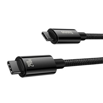 Кабел Baseus Tungsten Gold CAWJ040001, от USB-C(м) към USB-C(м), 1m, 240W, черен | JAR Computers Baseus Tungsten Gold 240W USB-C CAWJ040001