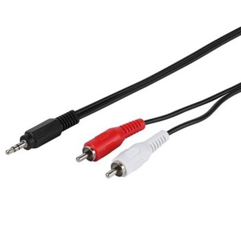 Кабел Vivanco 19720, от 2x RCA Chinch(м) към 1x 3.5мм(м), 5m, черен | JAR Computers Vivanco Кабел 19720