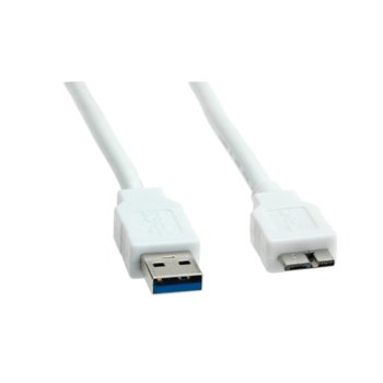 Кабел ROLINE 11.99.8873, USB 3.0 A(м) към USB Micro B(м), 0.8m, бял | JAR Computers ROLINE USB A(м) към USB Micro B(м) 0.8m 11.99.8873
