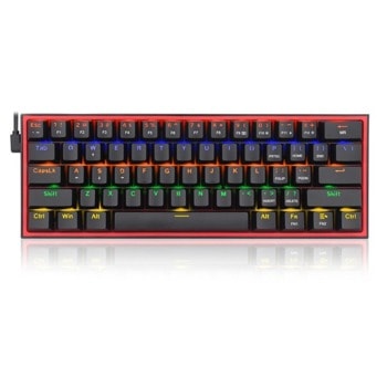 Клавиатура Redragon Fizz K617-R Rainbow, подсветка, мултимедийни клавиши, USB Type-C, черна image