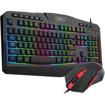 Комплект клавиатура и мишка Redragon S101-5, гейминг, мишка оптична (7200 dpi), LED подсветка, USB, черни/червени image