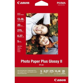 Фотохартия Canon PP-201, 13x18 cm, гланцирана, 275 g/m2, 20 листа image