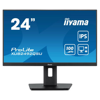 Монитор IIYAMA XUB2492QSU-B1, 24" (60.96 cm) IPS панел, 100Hz, QHD, 0.5ms, 80 000 000:1, 300 cd/m2, DisplayPort, HDMI, USB | JAR Computers IIYAMA XUB2492QSU-B1